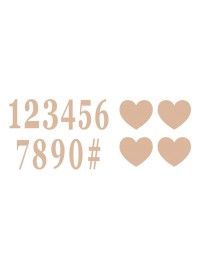 SET 12 PINK GOLD ADHESIVE LETTERS + 4 HEARTS 7.5CM