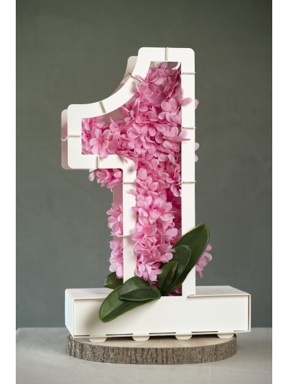 BALLOON FRAME NUMBER 1 WHITE 26.5CM X 14CM X 63.5CM