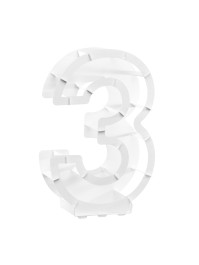 BALLOON FRAME NUMBER 3 WHITE 41.5CM X 14CM X 63.5CM