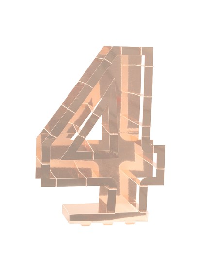 STRUCTURE BALLON CHIFFRE 4 OR ROSE 44CM X 14CM X 63.5CM