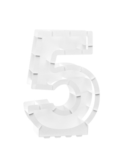 STRUCTURE BALLON CHIFFRE 5 BLANC 40CM X 14CM X 63.5CM