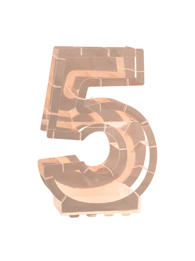 STRUCTURE BALLON CHIFFRE 5 OR ROSE 40CM X 14CM X 63.5CM