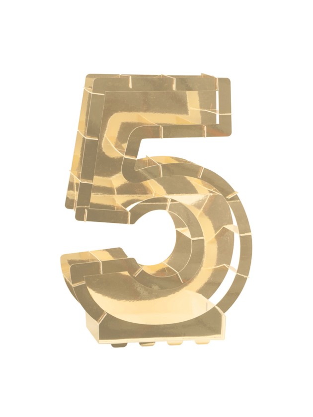 BALLOON FRAME NUMBER 5 GOLD 40CM X 14CM X 63.5CM