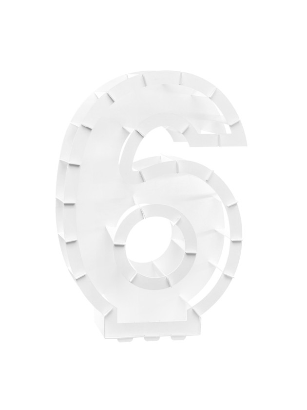 BALLOON FRAME NUMBER 6 WHITE 40CM X 14CM X 63.5CM