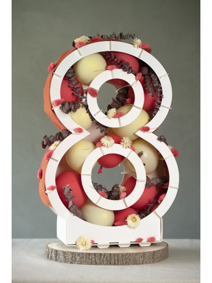 STRUCTURE BALLON CHIFFRE 8 BLANC 41.5CM X 14CM X 63.5CM