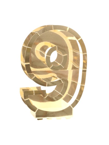 BALLOON FRAME NUMBER 9 GOLD 41.5CM X 14CM X 63.5CM