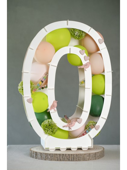 BALLOON FRAME NUMBER 0 WHITE 43.5CM X 14CM X 63.5CM