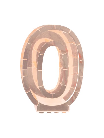 BALLOON FRAME NUMBER 0 PINK GOLD 43.5CM X 14CM X 63.5CM