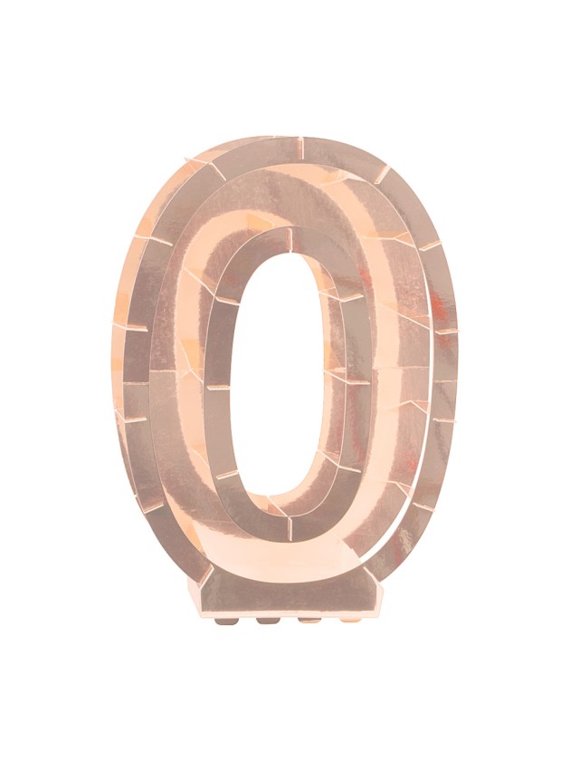 BALLOON FRAME NUMBER 0 PINK GOLD 43.5CM X 14CM X 63.5CM