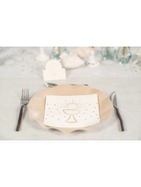 SET OF 20 NAPKINS 3 PLYS COMMUNION GOLD METAL 33CM X 33CM
