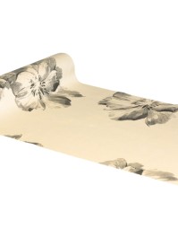 CHEMIN DE TABLE VELOURS CREME IMPRIME FLEURS 28CM X 3M