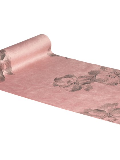 FLOWERS PRINTED OLD PINK TABLE RUNNER 28CM X 3M