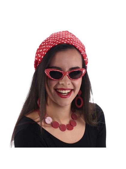 50\'S KIT RED WITH WHITE DOTS 4 PIECES ONE SIZE