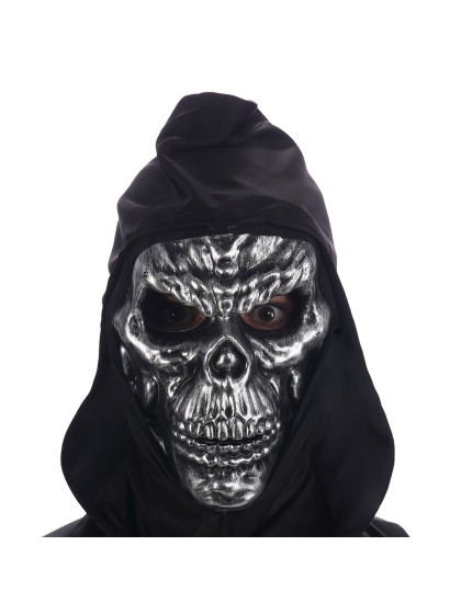 PP SILVER SKULL HEAD HOODED MASK 
