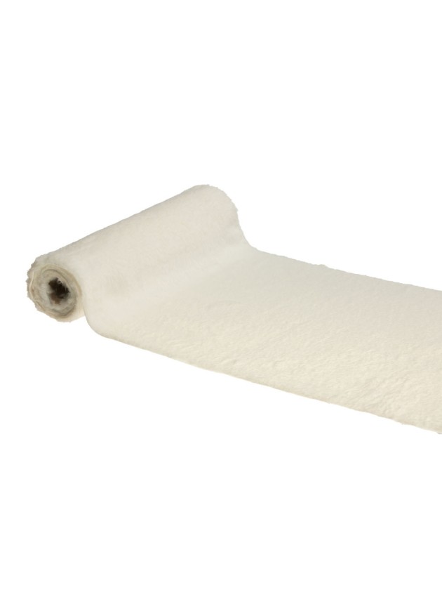 WHITE FAKE FUR TABLE RUNNER 30CM X 3M