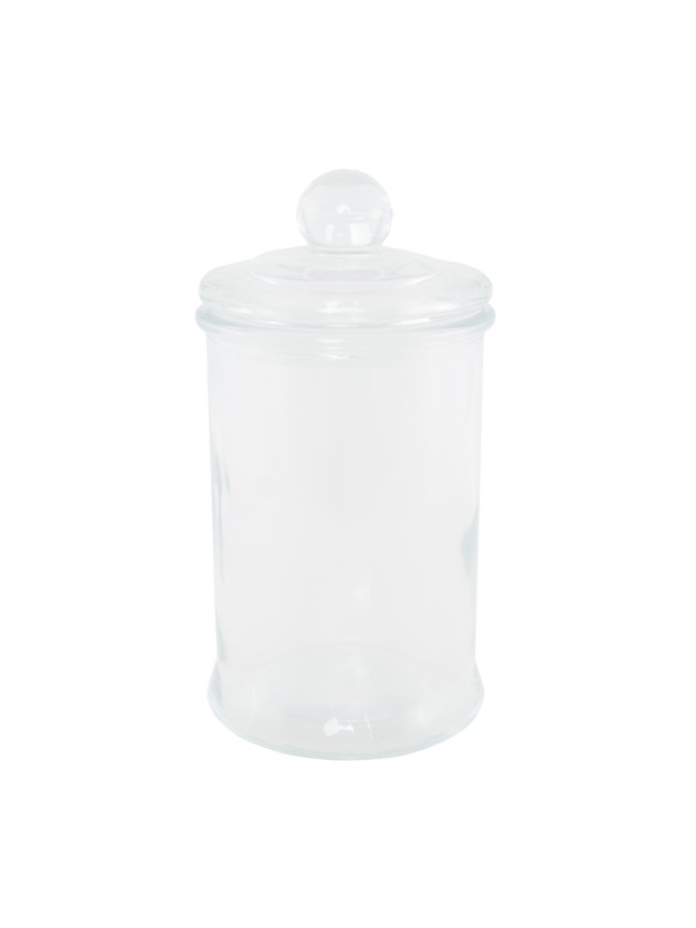 GLASS STORAGE JAR WITH GLASS LID 600ML 9.8CM X 18.7CM