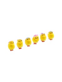 BOX 6 YELLOW CHICKS W/ HAT - 3 ASS 4CM