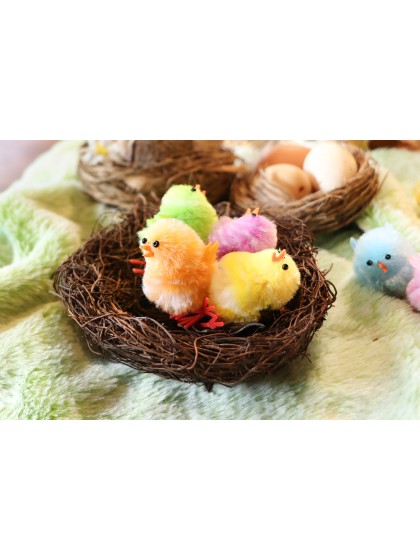 BOX 6 MULTICOLORED CHICKS 4CM