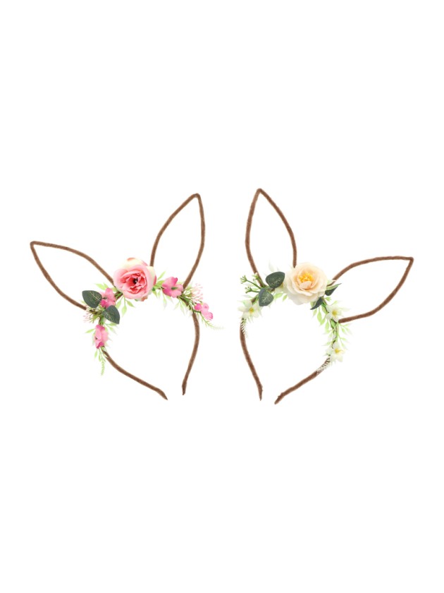 RABBIT HAIRBAND W/ FLOWERS 2 ASS 