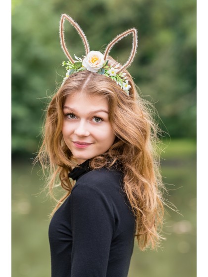 SERRE TETE LAPIN AVEC FLEURS 2 ASS TU