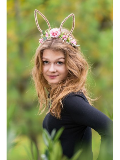 SERRE TETE LAPIN AVEC FLEURS 2 ASS TU