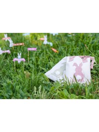 SAC LAPIN POMPOM VICHY - 2 ASS 19CM X 1CM X 24CM