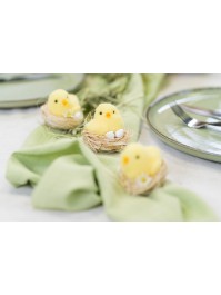 YELLOW CHICK IN NEST - 3 ASS DIA 6 CM X 6CM