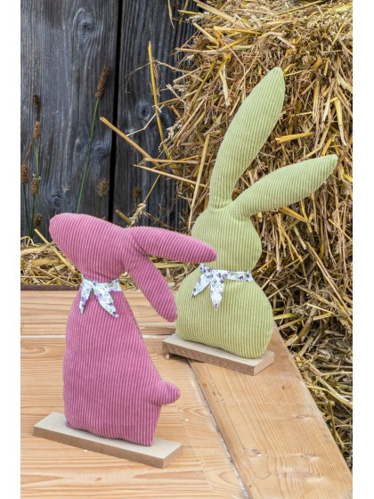 LAPIN VELVET LIBERTY VIEUX ROSE 20CM X 5CM X 28CM