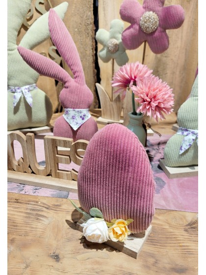 OLD PINK VELVET EGG 10.5CM X 5CM X 16CM