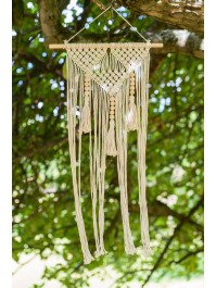 DECO MURALE MACRAME BLANC CASSE 40CM X 1CM X 70-80CM