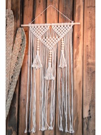 DECO MURALE MACRAME BLANC CASSE 40CM X 1CM X 70-80CM