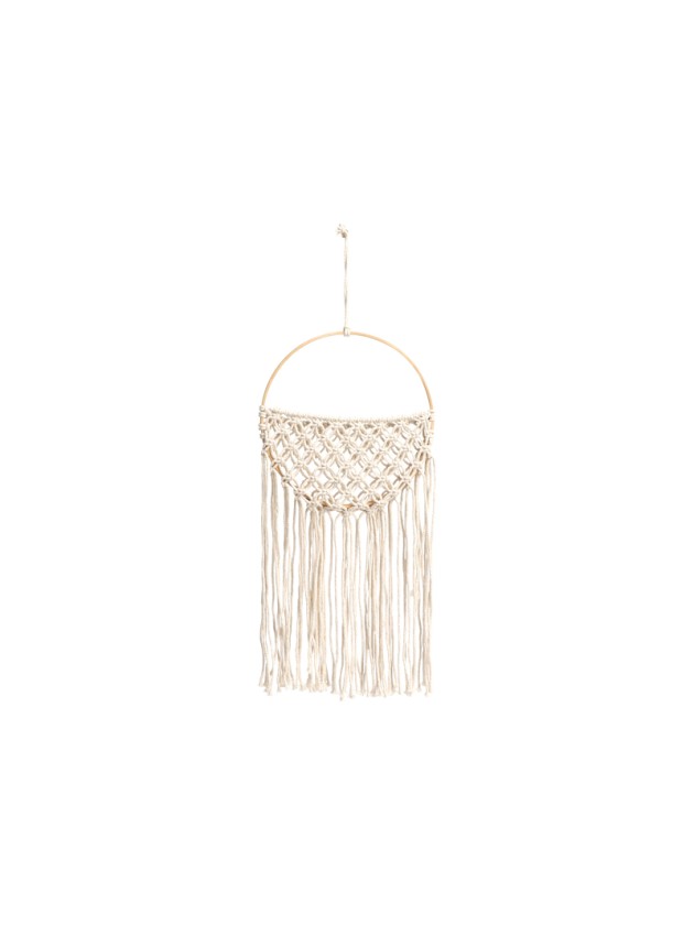OFF-WHITE MACRAME POCKET WALL DECO 19CM X 1CM X 42-52CM