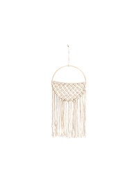 DECO MURALE MACRAME ARRONDIE POCHETTE BLANC CASSE 19CM X 1CM X 42-52CM