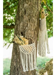 OFF-WHITE MACRAME POCKET WALL DECO 19CM X 1CM X 42-52CM