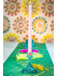 PEACOCK BLUE CANDLE HOLDER DIA 8CM X 10.5CM