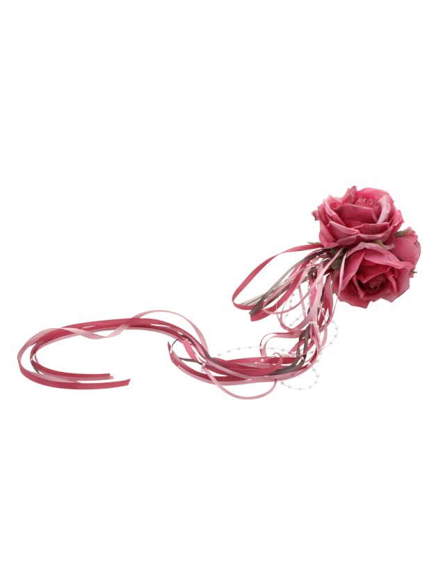 BUNCH OF 3 FUCHSIA ROSES 16CM X 10CM X 70CM