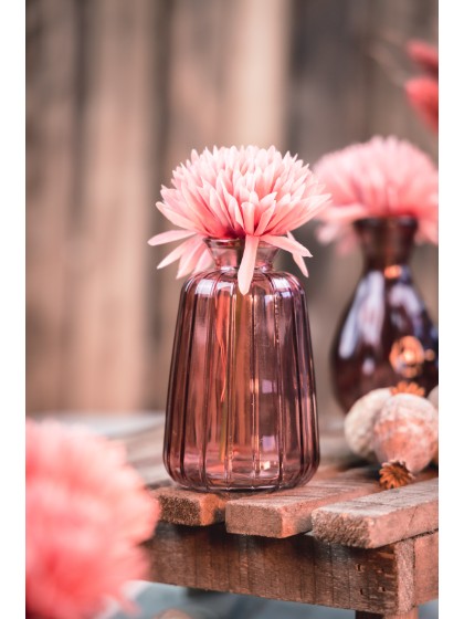 VASE VERRE VERONE ROSE D\'AMBRE DIA 7CM X 11CM