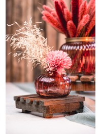 VASE VERRE BARI ROSE D\'AMBRE DIA 11CM X 8.5CM