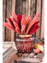 PHOTOPHORE VERRE ROSE D\'AMBRE DIA 14.5CM X 13CM