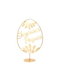 OEUF A POSER JOYEUSES PAQUES METAL DORE 55CM
