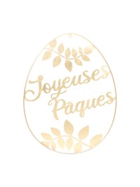 BIG GOLD METAL EGG DECORATION TO HANG 80CM