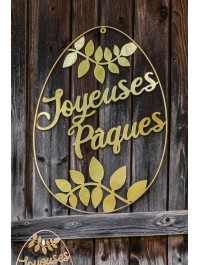 OEUF A SUSPENDRE JOYEUSES PAQUES METAL DORE 80CM