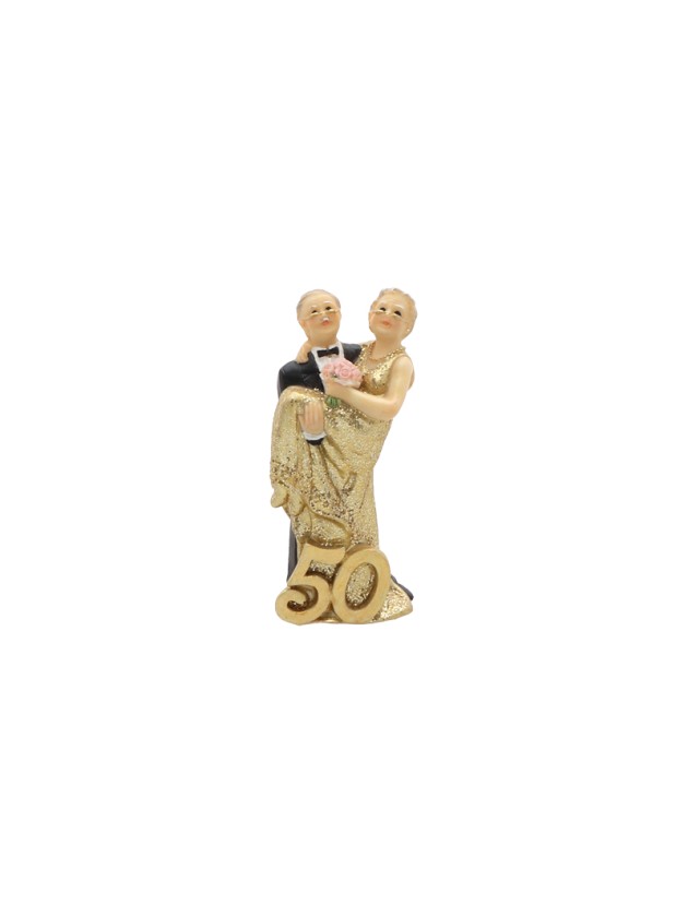 COUPLE RESINE NOCES D\'OR 3.5CM X 2.4CM X 8.6CM