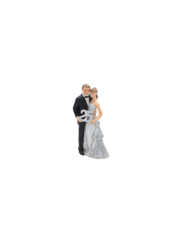 COUPLE RESINE NOCES D\'ARGENT 5CM X 3CM X 11CM