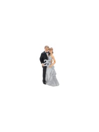COUPLE RESINE NOCES D\'ARGENT 5CM X 3CM X 11CM