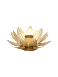 PORTE BOUGIE FLAMBEAU FLEUR DOREE DIA 11.5CM X 5CM