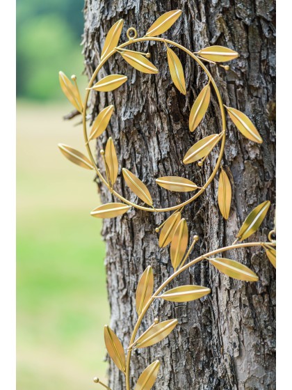 COURONNE DE FEUILLES DOREES A SUSPENDRE DIA 20CM (29CM X 1CM X 36CM)