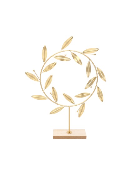 COURONNE DE FEUILLES DOREES A POSER DIA 28CM X 5CM X 35CM