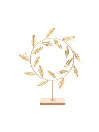 GOLD METAL LEAVES WREATH DIA 28CM X 5CM X 35CM