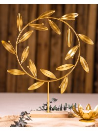 COURONNE DE FEUILLES DOREES A POSER DIA 28CM X 5CM X 35CM